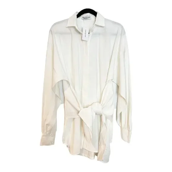 NONCHALANTLable Dafne Tie Front Dress Off White Women's Size S NWT